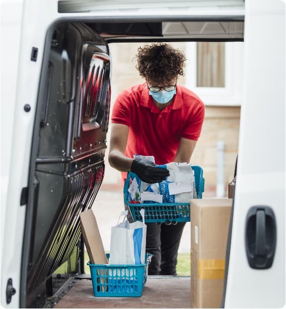 man holding box